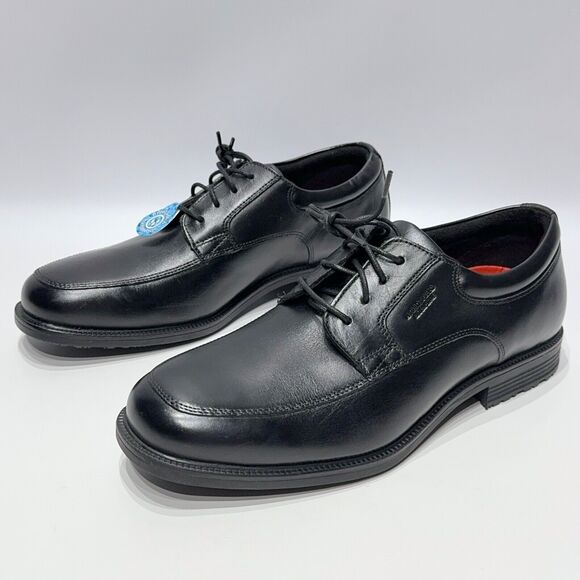 NWOB Rockport Essential Waterproof Apron Toe Oxford Black Leather Men's 9 X-Wide - Picture 2 of 12